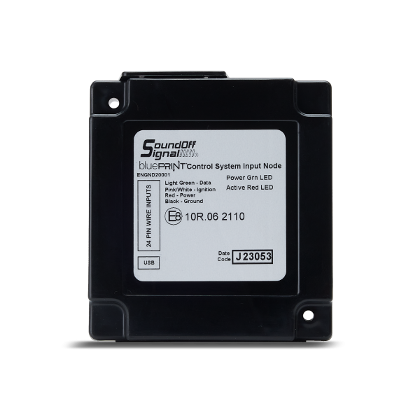 SoundOff Signal bluePRINT  Input Node - Provides 20 inputs for connection to vehicle devices, 13 Active High/Low Inputs & 7 Active High Inputs, ECE R10 Certified